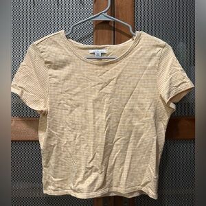 American Eagle Yellow and White Checkered Top